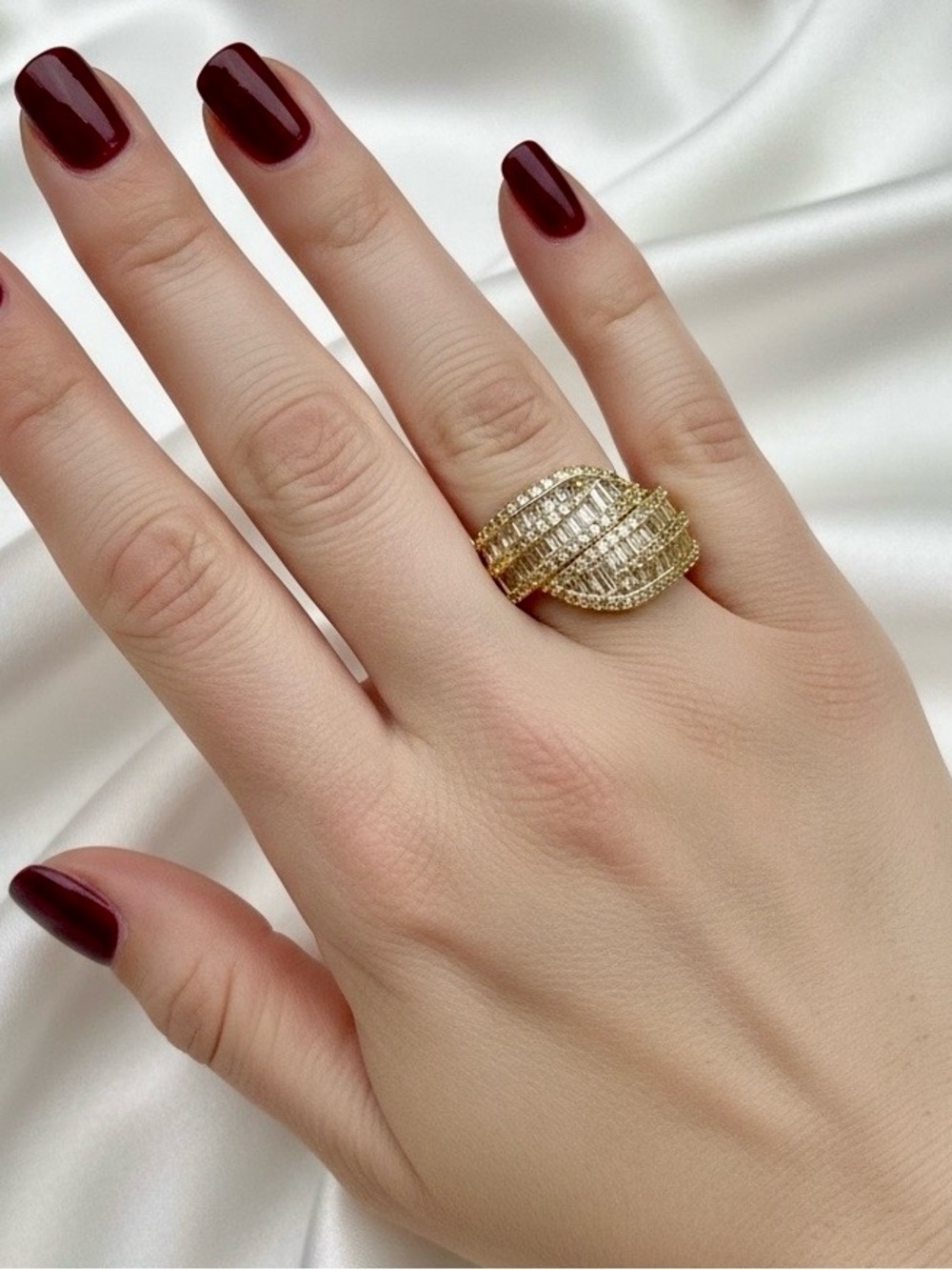 Gold Filled White Sapphire Ring Size 7 - Picture 1 of 8